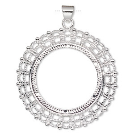 Picture of Pendant Setting 38mm round Filiegree Silver Plated x1