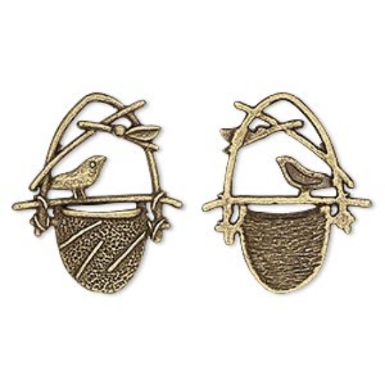 Picture of Charm Bird and Nest 23x20 mm Antique Brass x4