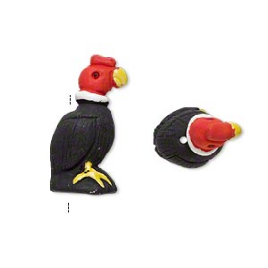 Picture of Ceramic Bead hand-painted Vulture 25x13mm x1
