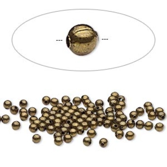 Bild von Bead 2.5mm round Antiqued Brass x100
