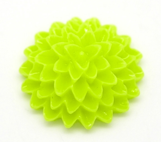 Picture of Cabochon Resin Flower 15mm Green x5
