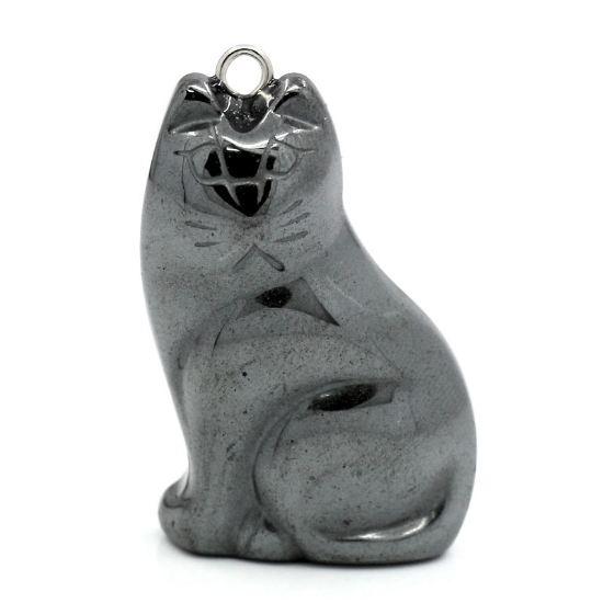 Picture of Charm Hematite (manmade) Cat 32mm Black x1