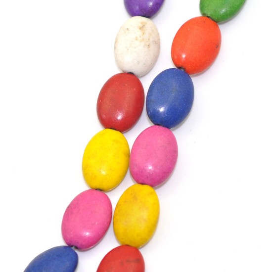 Bild von Synthetic Turquoise bead 13x9mm flat round mixed colours x40cm