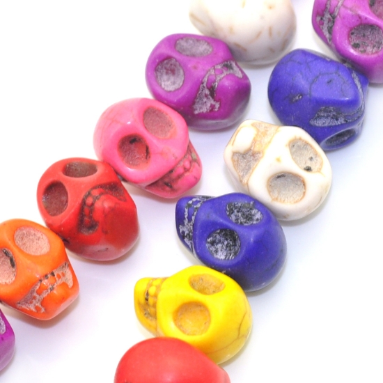 Picture of Synthetic Turquoise Skull 13x12mm Mixed Colors x10