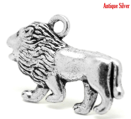 Picture of Charm Lion 29x18mm Antique Silver x5