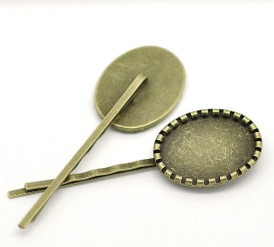 Bild von Hair pin setting 25x18mm oval Bronze x5