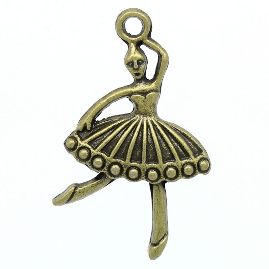 Picture of Charm Balerina 34x18mm Antique Bronze x10