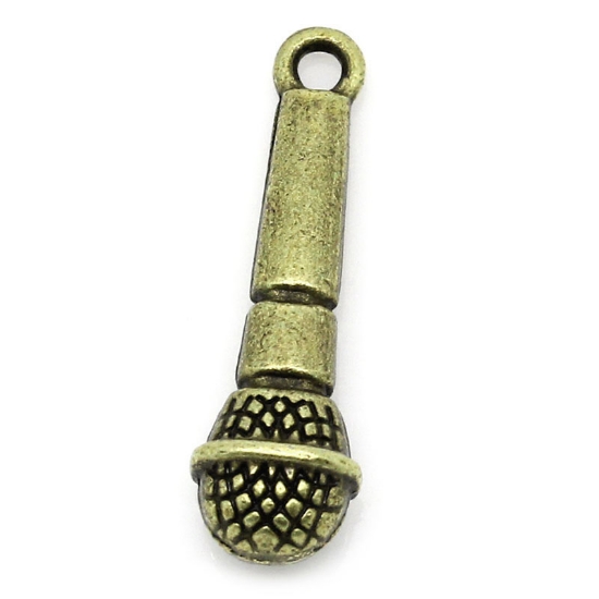 Picture of Charm Microphone 25mm Antiqued Bronze  x5