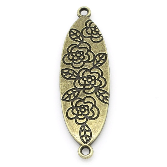 Picture of Link Flower Pattern carved 43x13mm Bronze x1
