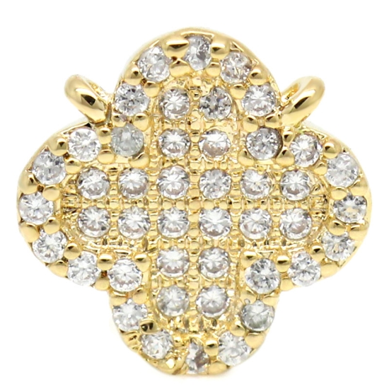 Picture of Link Clover 10x10mm w/ Cubic Zirconia Gold Plated x1
