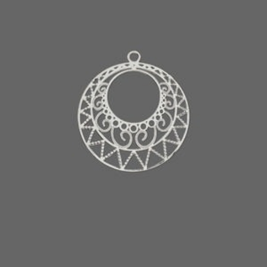 Picture of Filigree Round go-go 23x21mm Silver Tone x1
