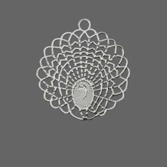 Picture of Filigree Peacock 29.5mm Silver Tone x1