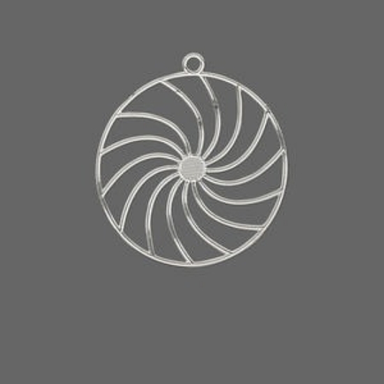 Picture of Filigree Round with Swirls 25mm Silver Tone x1