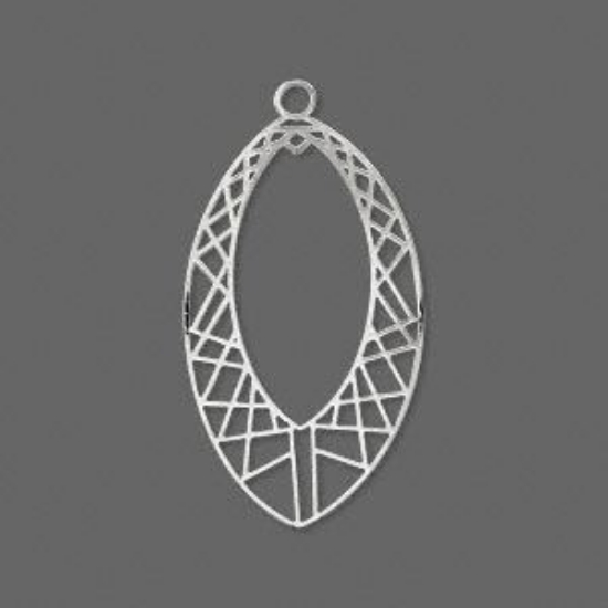 Picture of Filigree fancy open marquise 29x17mm Silver Tone x1