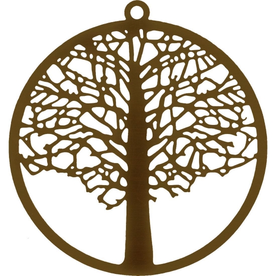 Picture of Filigree Tree  of Life 48mm round Brown x1