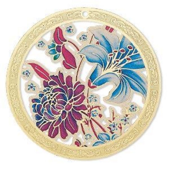 Picture of Pendant Floral Design 45mm Gold Tone x1