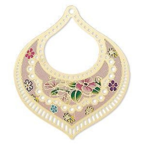 Picture of Pendant Floral Design Teardrop 54x46mm  Gold Tone x1