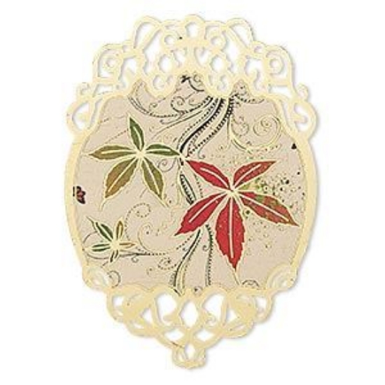 Picture of Pendant Floral Design Leaf 50x35mm Gold Tone x1