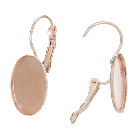 Picture of Ear wire Leverback Setting 18x13mm oval Rose Gold x10