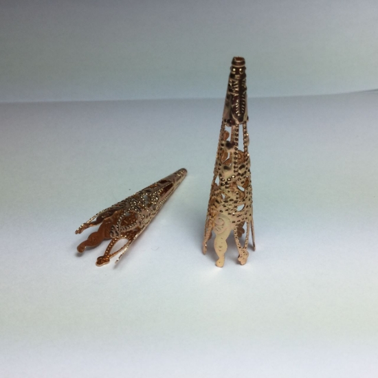 Picture of Cone Filigree 40mm Ø10mm Rose Gold Plate x2