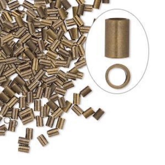 Picture of Crimp Bead Tube 3x2mm Antiqued Gold Plated x100