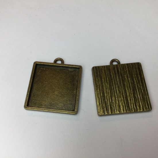 Bild von Pendant setting 25mm square Antiqued Bronze x5