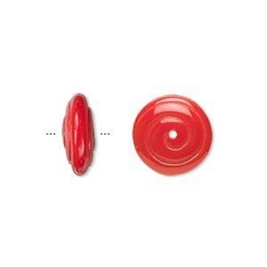 Picture of Czech pressed glass, opaque orange, 13.5x5.5mm spiral. Sold per pkg of 10.
