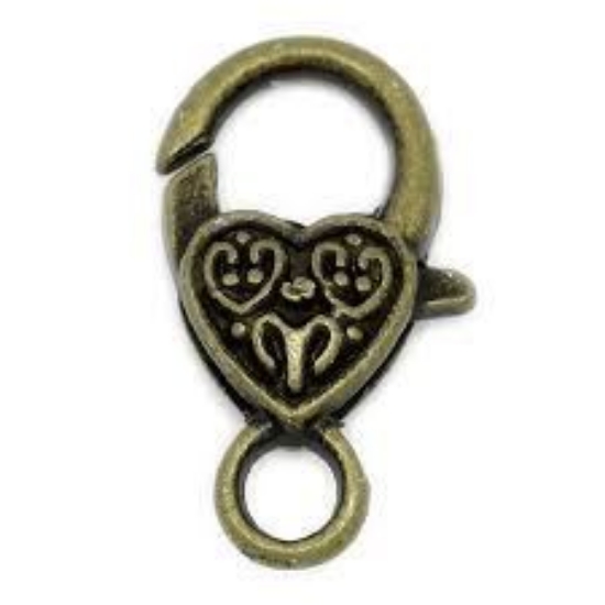 Picture of Key Chain Clasp Heart 26x14mm Bronze x5