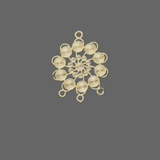 Picture of Filigree Snowflake 22x18mm w/ 3 loops Gold Tone  x1