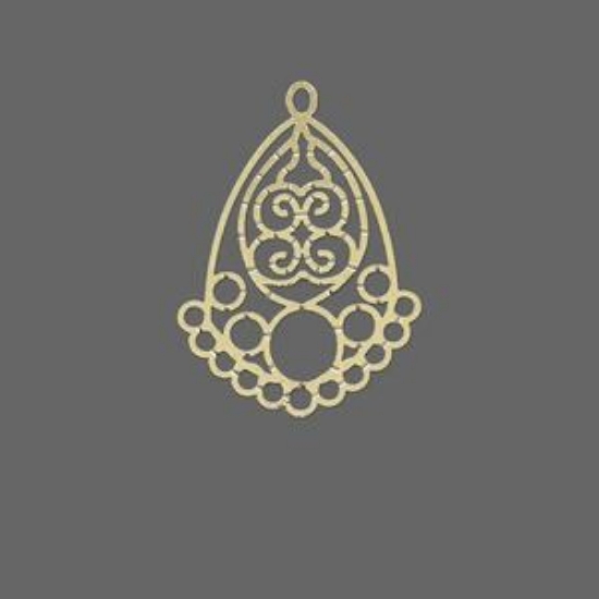 Picture of Filigree Drop 23x16mm w/ 11 rings Gold Tone x1