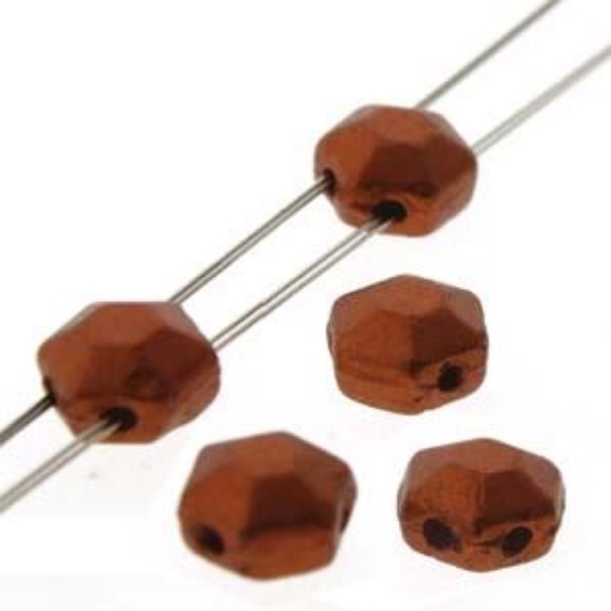 Picture of Honeycomb Jewel 6mm Chiseled Bronze Fire Red x30