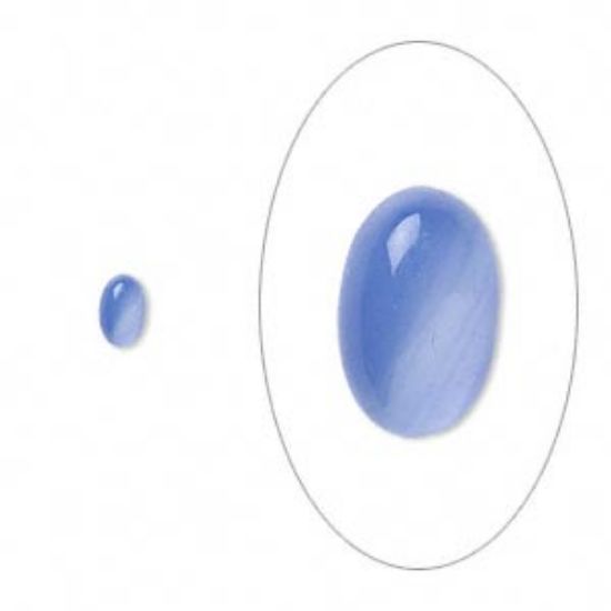 Picture of Cabochon blue agate (dyed) 6x4mm oval x1