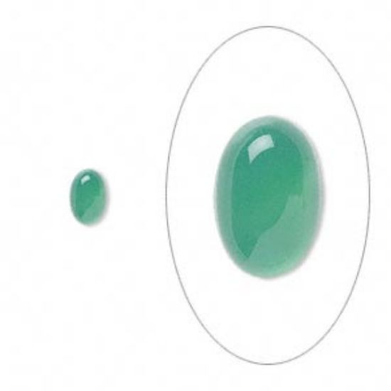 Picture of Cabochon green agate (dyed) 6x4mm oval x1