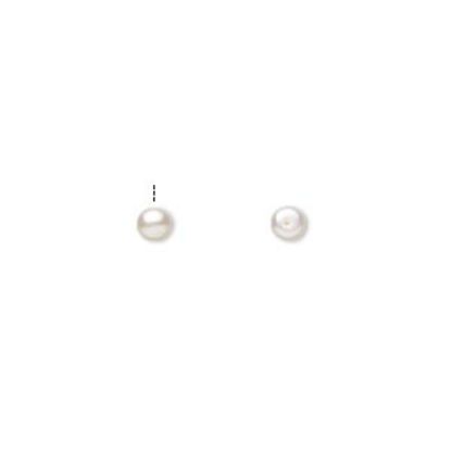 Afbeelding van Pearl Freshwater White Lotus™ 3.5-4mm half-drilled button White x2