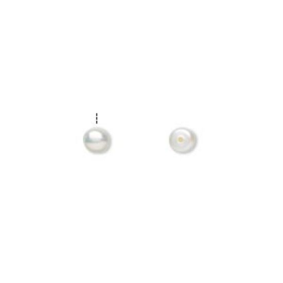 Picture of Pearl Freshwater White Lotus™  4-4.5 mm half-drilled button White x2
