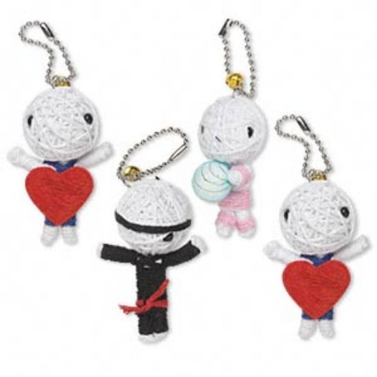 Picture of Zipper pull "Doll with Bell" Set of 4.