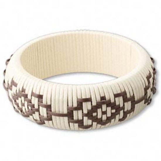 Picture of Bracelet, rattan, brown/ivory, inside diameter 75mm. Sold individually.