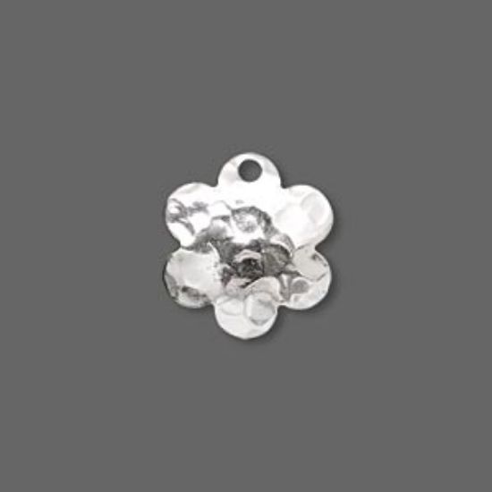 Picture of Drop, JBB Findings, sterling silver, 17x17mm hammered flower. Sold individually.