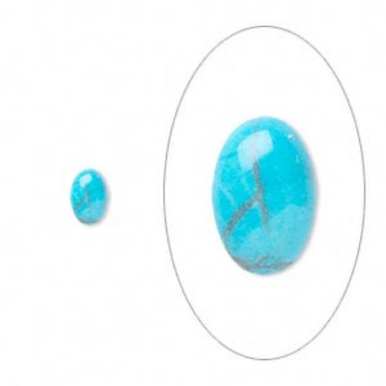 Picture of Cabochon howlite (dyed) turquoise blue 6x4mm oval x1