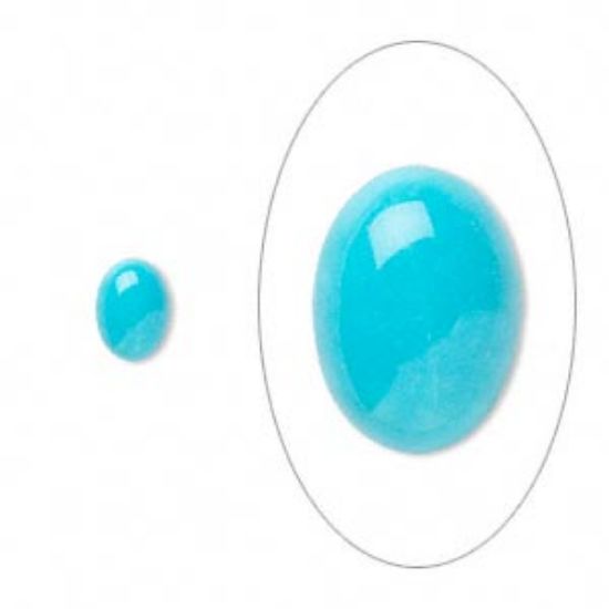 Picture of Cabochon howlite (dyed) turquoise blue 7x5mm oval x1