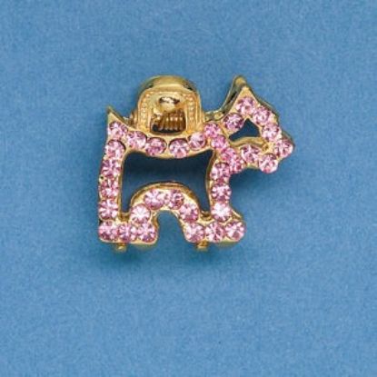 Image de Hair clip Dog 25x20mm Gold Tone with rhinestones Pink x1
