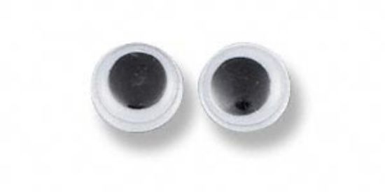 Picture of Embellishment, plastic, black and white, 8mm round wiggle eyes. Sold per pkg of 10.