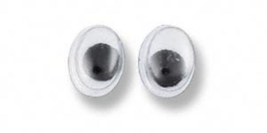 Picture of Embellishment, plastic, black and white, 7x5mm oval wiggle eyes. Sold per pkg of 10.