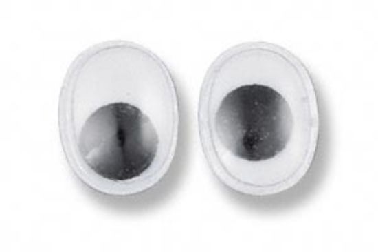 Picture of Embellishment, plastic, black and white, 10x8mm oval wiggle eyes. Sold per pkg of 10.
