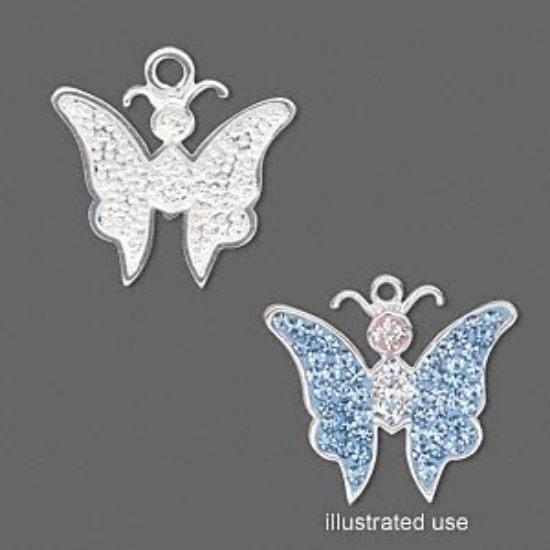 Picture of Charm finding, imitation rhodium-finished "pewter" (zinc-based alloy), 20x17mm butterfly x1