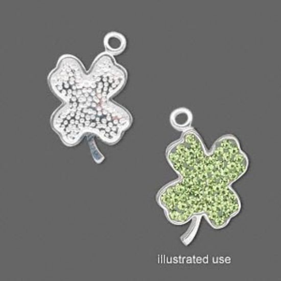 Picture of Charm finding, imitation rhodium-finished alloy, 18x13.5mm right- and left-facing clover. Sold per pair.