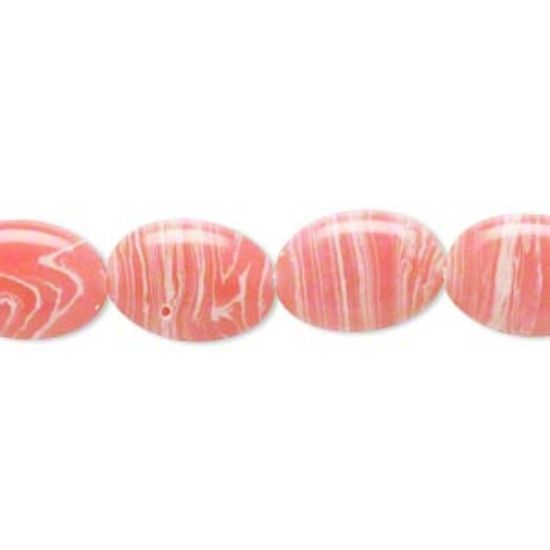 Picture of Bead resin white and pink 14x10mm flat oval x40cm