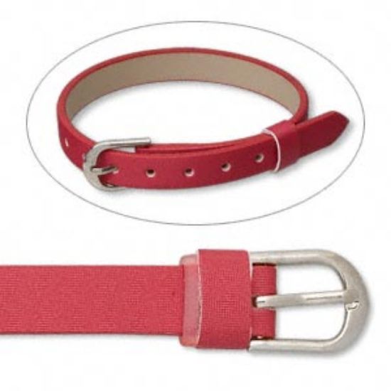 Picture of Bracelet strap, red, 8mm wide, 8-3/4 inches.  