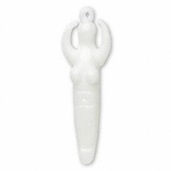 Picture of Focal, lampworked glass, white, 48x14mm goddess. Sold per pkg of 2.