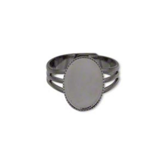 Picture of Ring setting 14x10mm oval Gunmetal x1